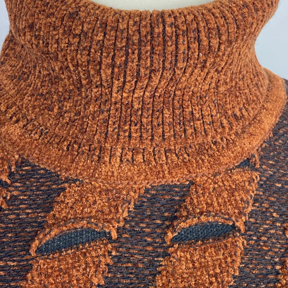 NWT Angel Design by Sabri Ozel rust brown black turtle neck chenille sweater XL - Picture 6 of 12